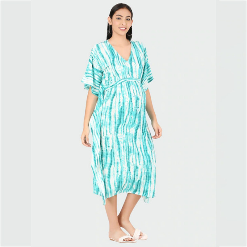 Green and Dye Maternity Kaftan Midi Dress