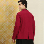 Men Red Solid Single-Breasted Blazer