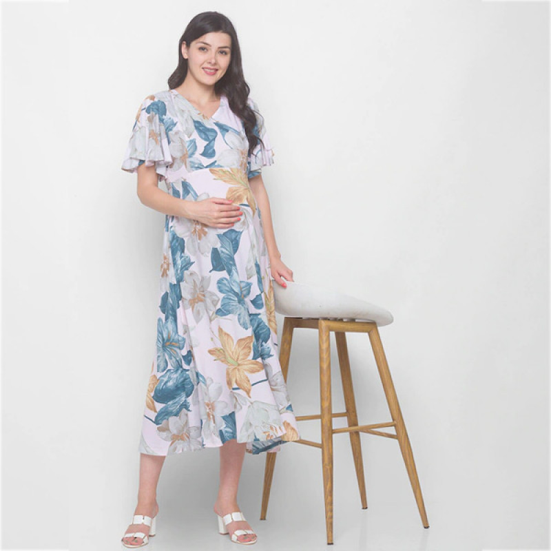 Floral Maternity Midi Dress