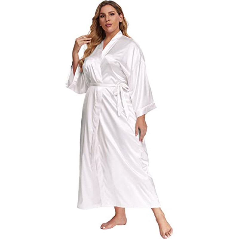 Women's Plus Size Long Satin Plus Size Long Silk Sleepwear